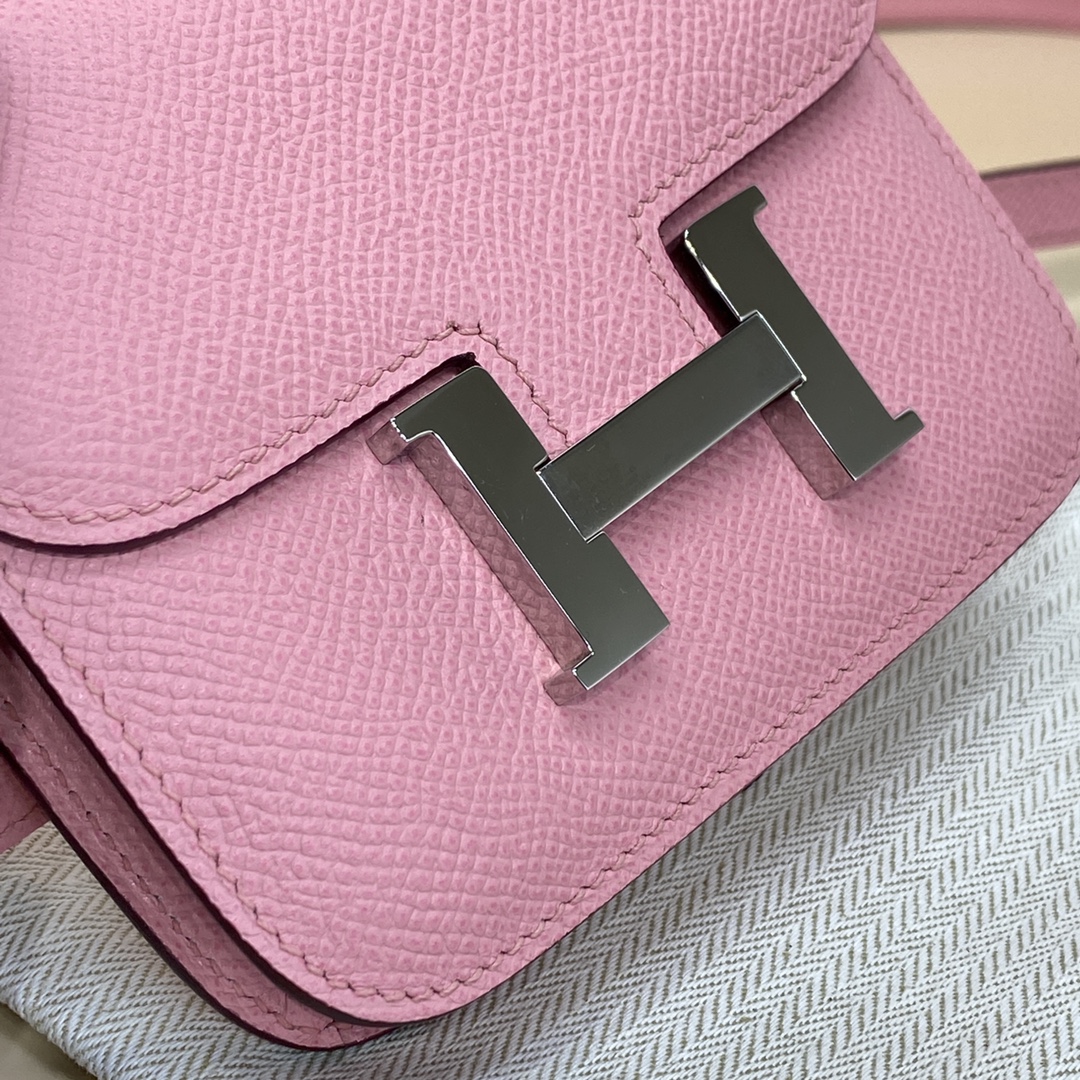 Hermes Constance Slim Wallet Belt Bag In Rose Confetti Epsom Leather